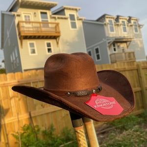 Men’s Brown Suede Cowboy Hat. Men’s Western Cowboy Hat. Men’s Suede Western Hat. Sombrero Vaquero De Hombre. Sombrero De Piel Gamuza.