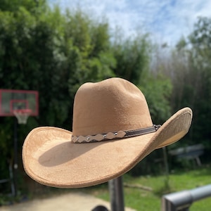 Men’s Brown Suede Cowboy Hat. Wide Brim Western Hat. Cowboy Western Hat. Rodeo Suede Hat. Sombreor Vaquero De Hombre. Sombreor De Gamuza.