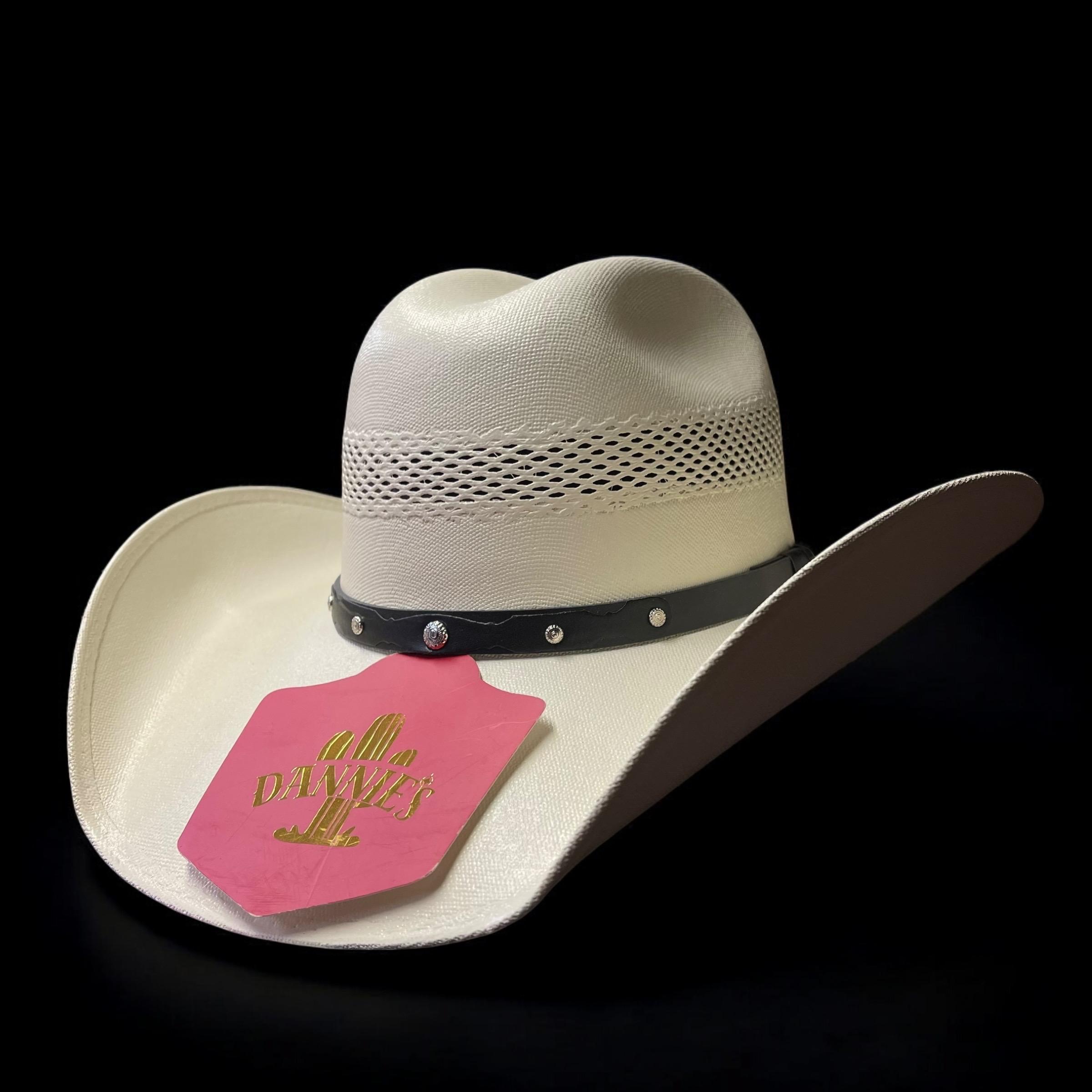 Cream Cowboy Hat with Wide Brim and Creased Crown Cuernos Chuecos Vented Brick Crown Straw Cowboy Hat main image 4