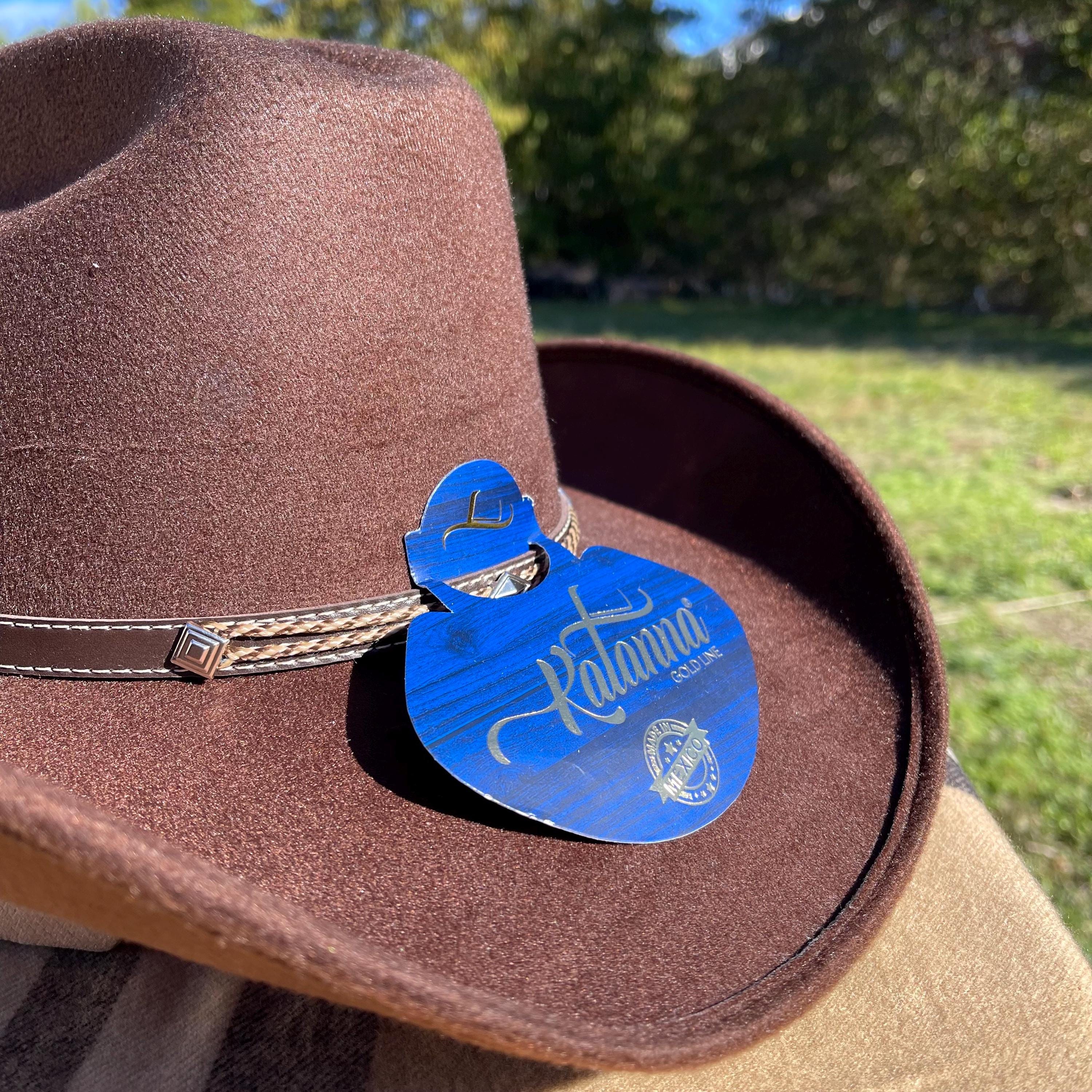 Cappello Da Cowboy Unisex In Finta Pelle Scamosciata - Tesa Larga 10 Cm, Feltro Misto Poliestere E Cotone, Regolabile Da 55 A 59 Cm, Colore Caffè, Taglia M