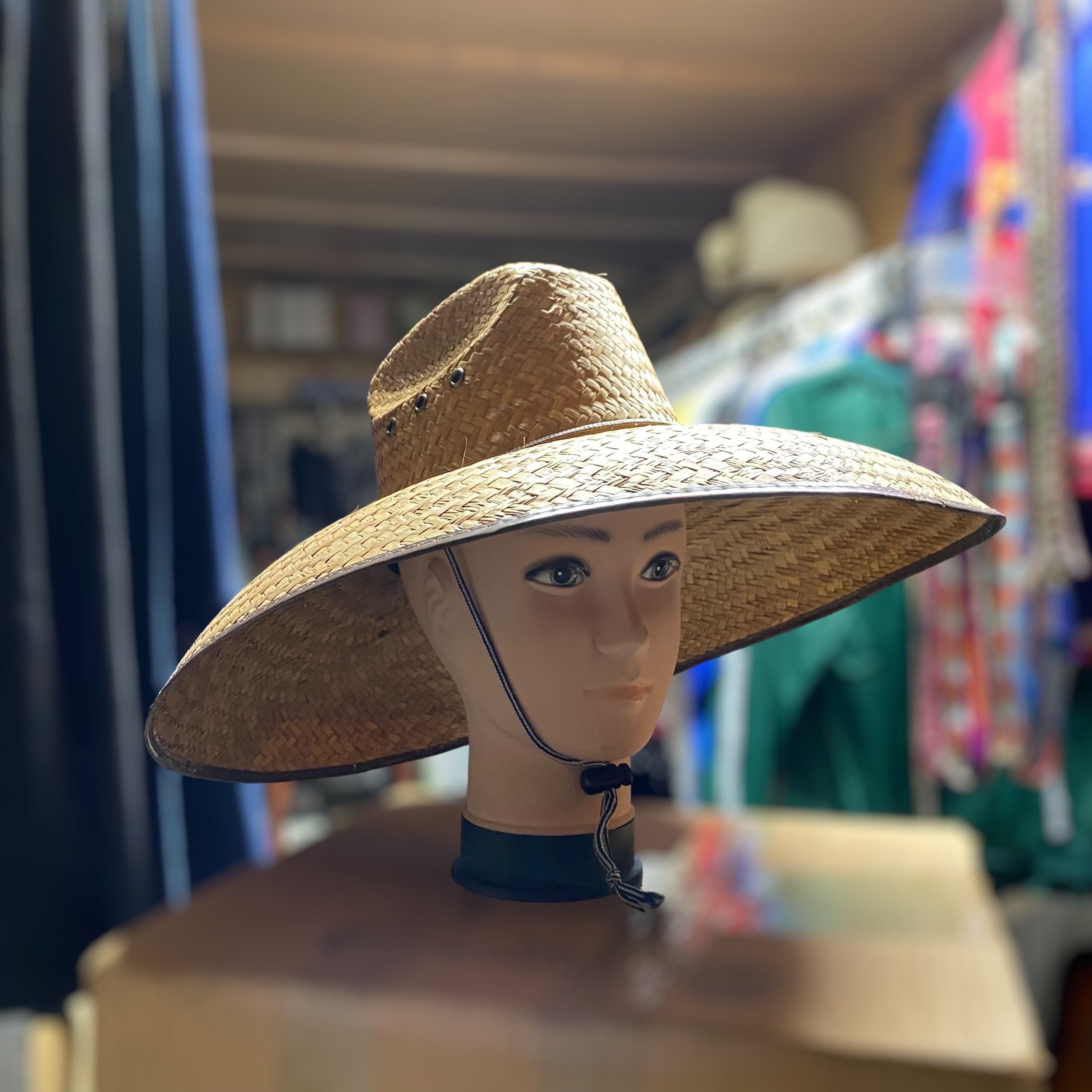 Mens extra wide brim straw hats sale