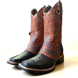 Rodeo Cowboy Boots für Herren. Schwarze erstklassige Lederstiefel. Karree Kappe Westernstiefel. Bota Vaquero De Hombre Bota De Caballero Hecho De Piel.