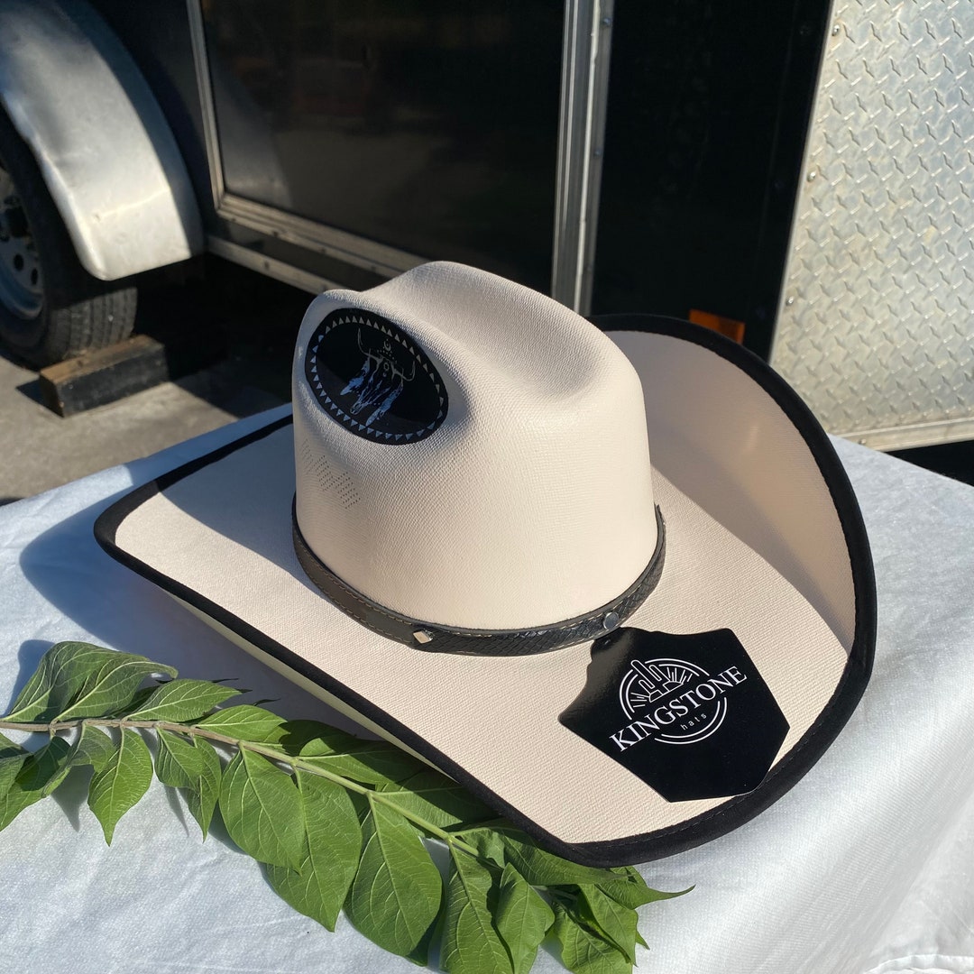 Mens White Bull Rodeo Cowboy Hat. Sombrero Vaquero Pa Hombre. Sombrero