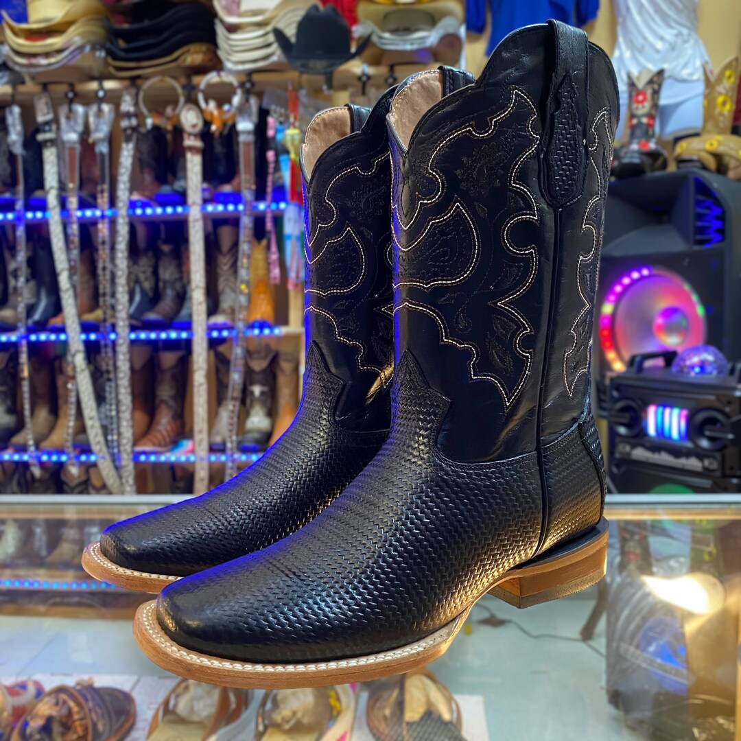Mens Black Armadillo Cowboy Boots. Mens Square Toe Cowboy Boots. Mens