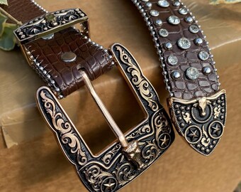 Rhinestone Color Changing Belt. Unisex Cowboy Rodeo Belt  display picture 2