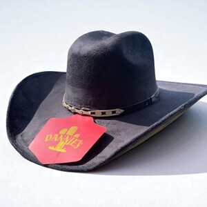 Black Suede Western Hat. Men display picture 1