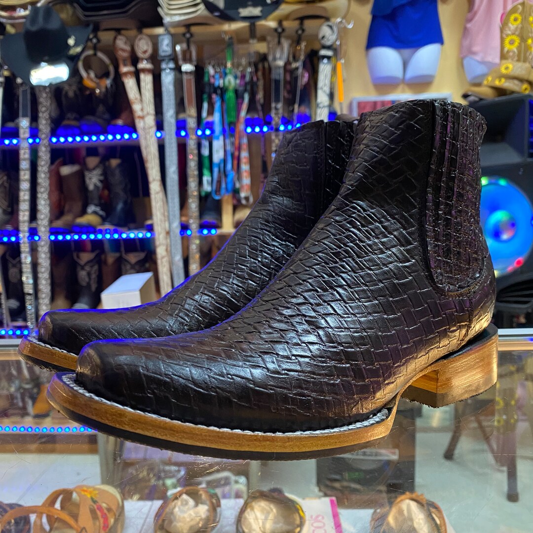 mens ankle cowboy boots square toe