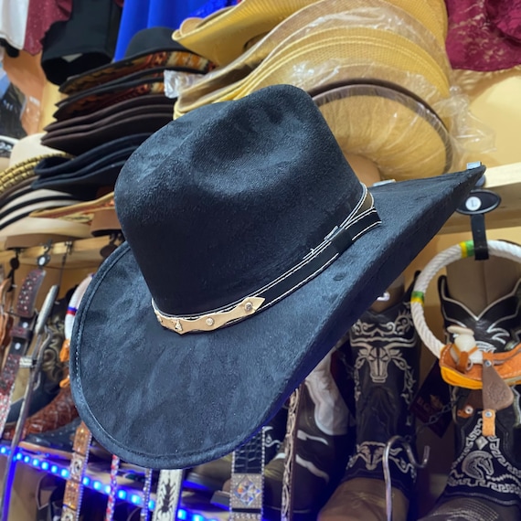 BLACK SUEDE COWBOY HAT Suzie Q USA - Suede Regular Cowboy Fedora Hat: Black  main image 4