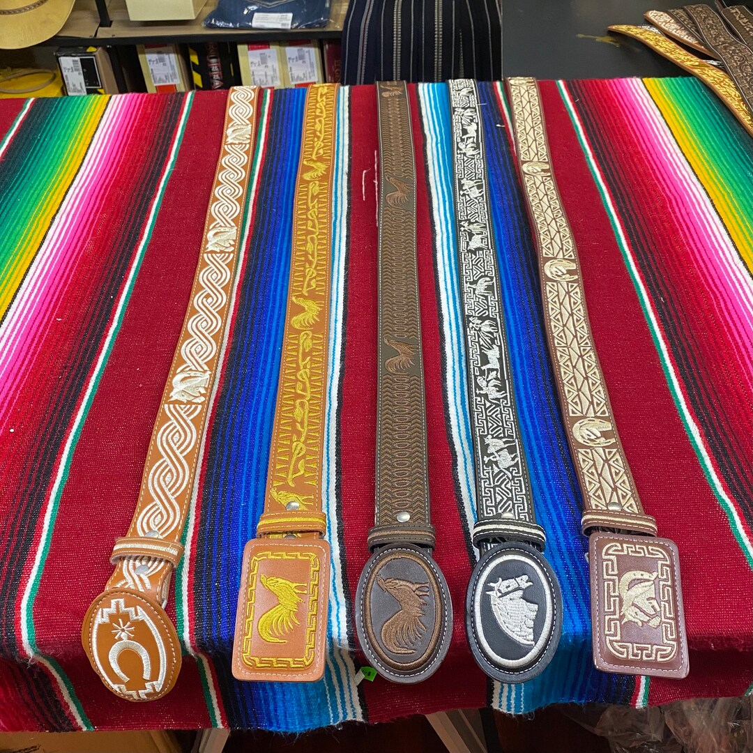 Mens Western Embroidered Cowboy Belt. Mens Western Cowboy Etsy