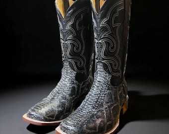 Men’s PYTHON SNAKE SKIN Cowboy Boots. Square Rodeo Boots for Men. Men’s Leather Snake Skin Boots. Bota Vaquero De Piel Pitón. Bota De Vibora