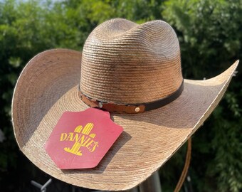 Woven Straw Cowboy/ Girl Hat With Lone Star Medallion and  display picture 3