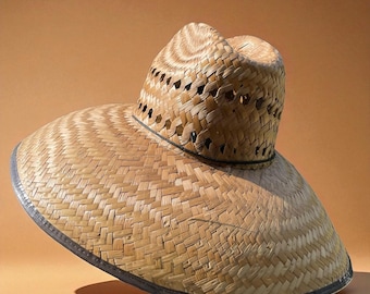 Extra Wide Brim Straw Hat. 5 1/2 Inch Ventilated Hat. Outdoor Straw Sun Hat. Gardener and Fisherman Sun Hat. Sombrero De Palma Grande.