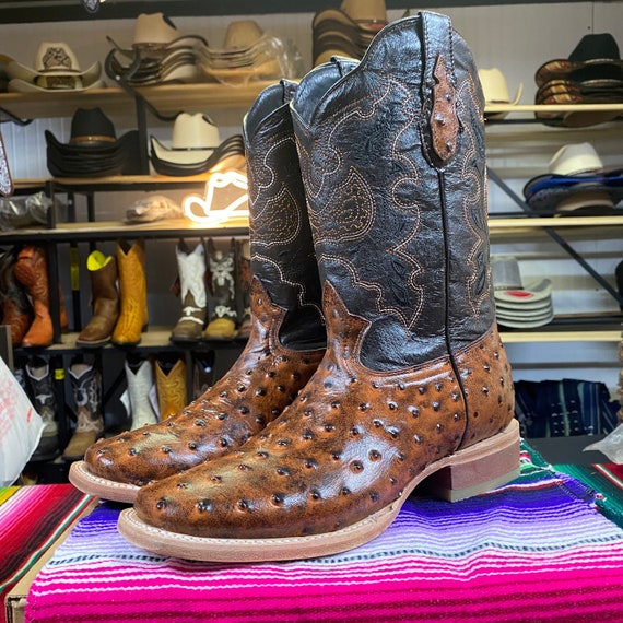 Men's Ostrich Leather Square Toe Cowboy Men's