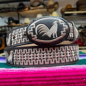 Mexican Embroidered Belt. Western Belt for Men. Cowboy Belt for Men. Mexican Belt. Genuine Leather Belt. 1.5 Inch Wide Belt. Cinto Charro.