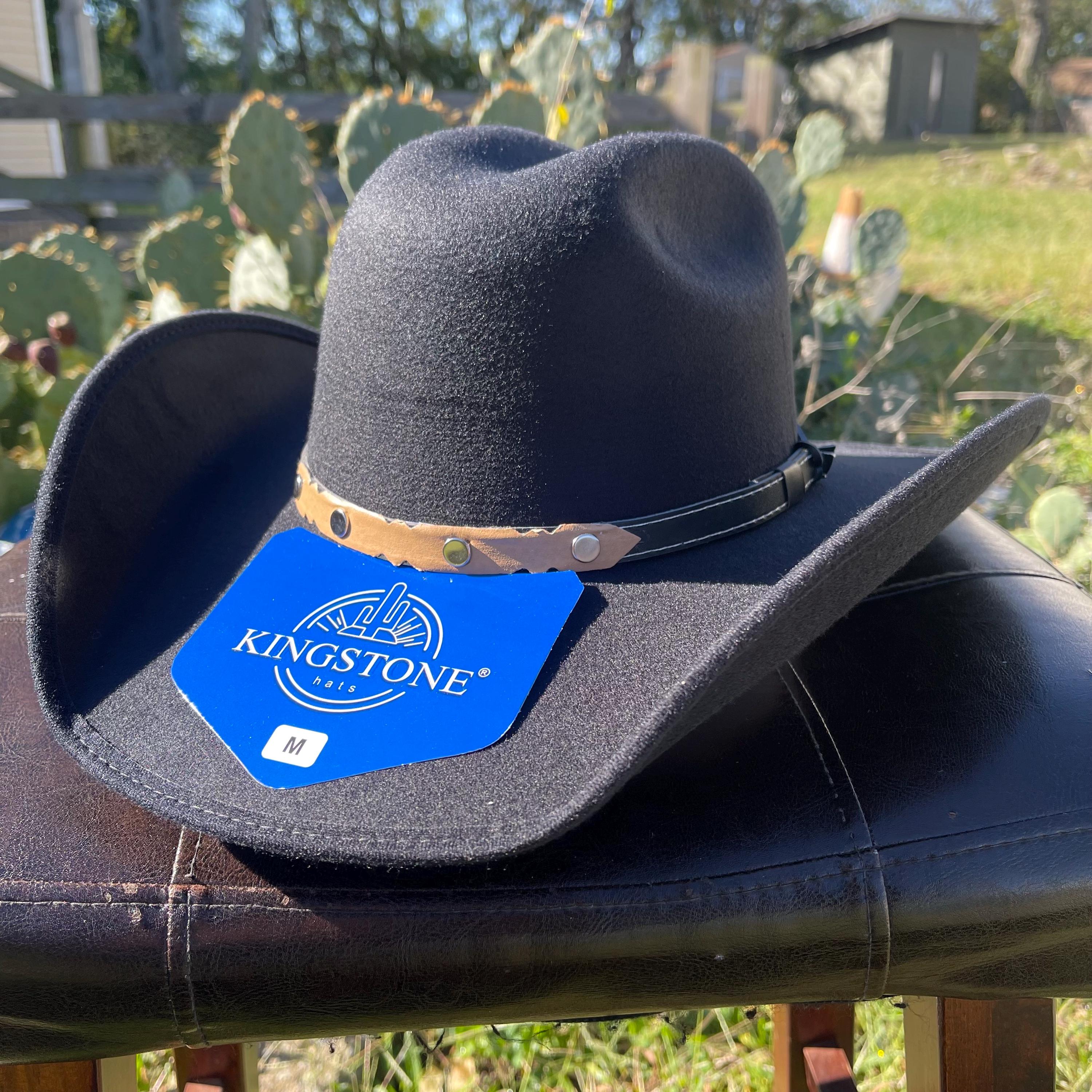 Black Felt Western Cowboy Hat Large‎ Made in USA Vibrant Lined Keilin Cowgirl Hat Brushed Cowboy Hat for Women and Men  main image 4