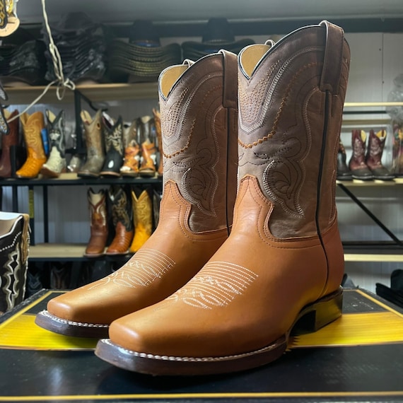 Light-brown Cowboy Men's Square Toe Western Full