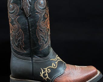 Vintage Nocona Cowboy Boots | Black Leather Western Boots  display picture 3