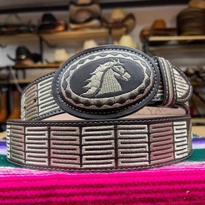 Men’s Mexican Embroidered Belt. Brown Cowboy Belt. Western Belt For Men. Genuine Leather Belt. Cinto Charro Vaquero. Cinto Bordado De Piel.