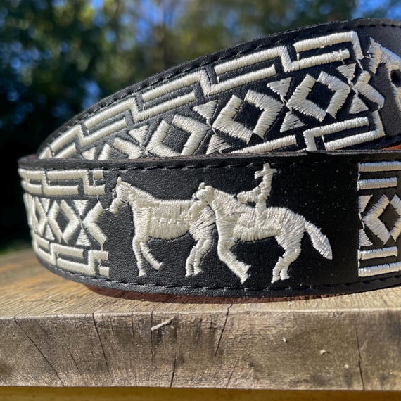 Mexican Embroidered Belt. Cowboy Western Belt for Men. Men display picture 1