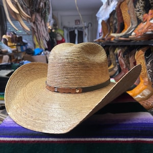 Rustic Straw Outdoor Hat. Summer Straw Sun Hat. Straw Western Hat for Men. Brown Cowboy Hat for Men. Sombrero De Palma Vaquero.