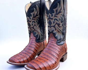 Brown Alligator Belly Skin Boots. Men’s Caiman Belly Leather Boots. Western Cowboy Boots for Men. Square Toe Boots for Men. Bota Piel Caiman