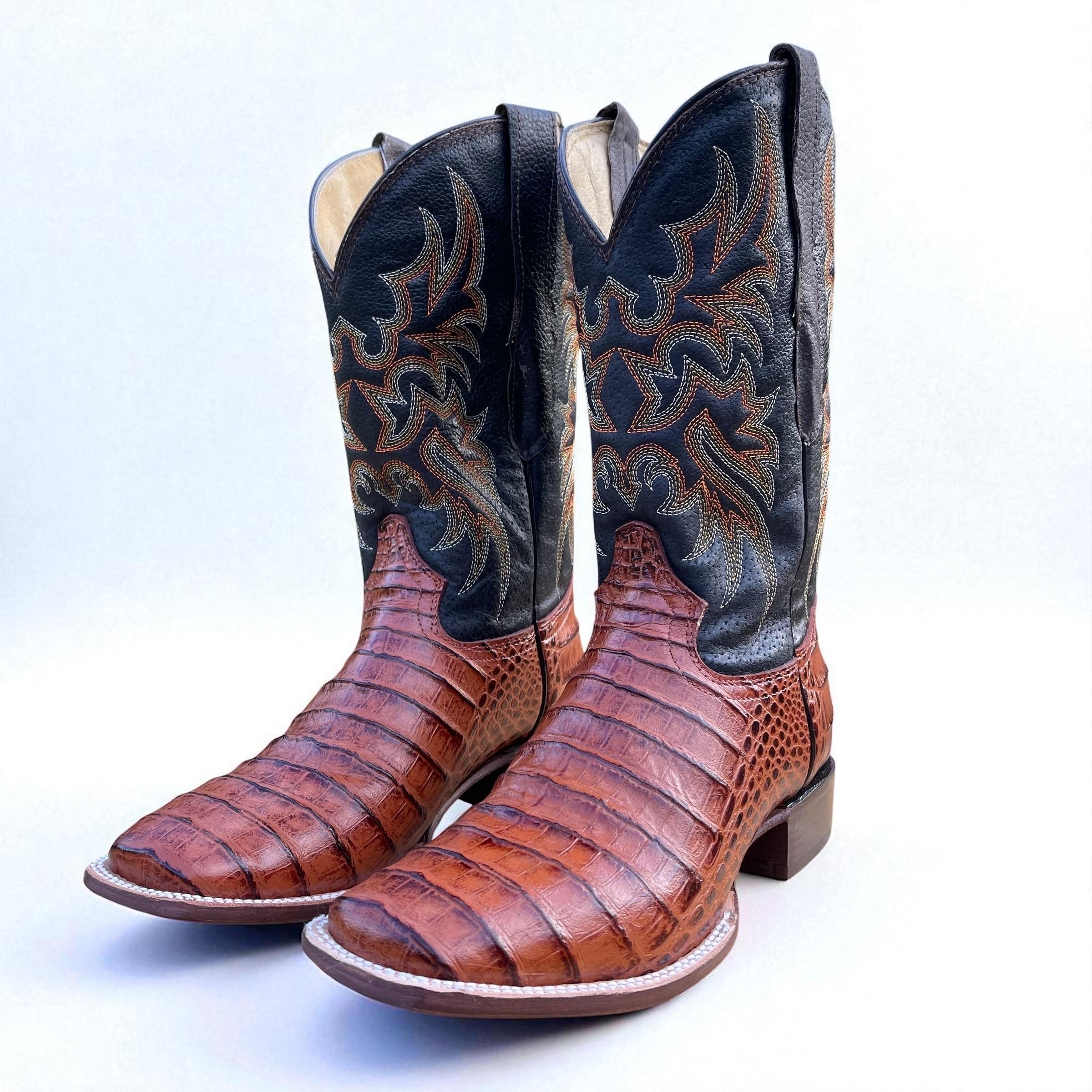 Brown Alligator Belly Skin Boots. Men