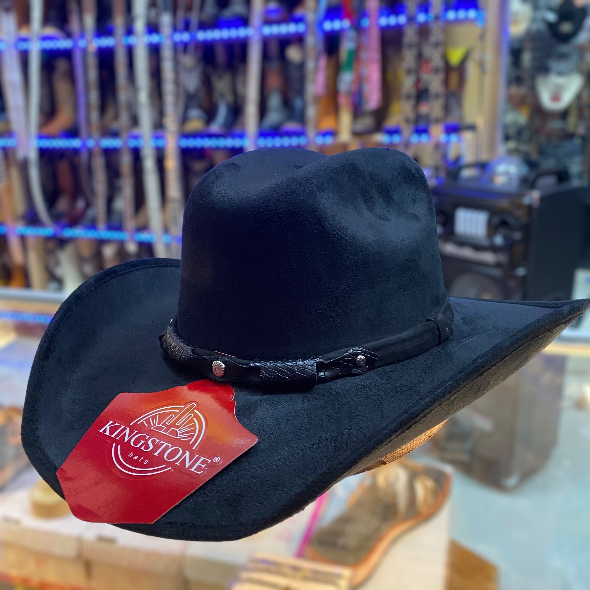 NEW SANSTHS Black Western Cowboy Hat Wide Brim Felt Suede Rodeo Party Costume Mens Black Cowboy Hat. Suede Cowboy Hat for Men. Western  main image 3