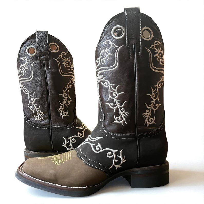 Frisco Cowboy Boots - Blue & Chocolate Brown main image 0