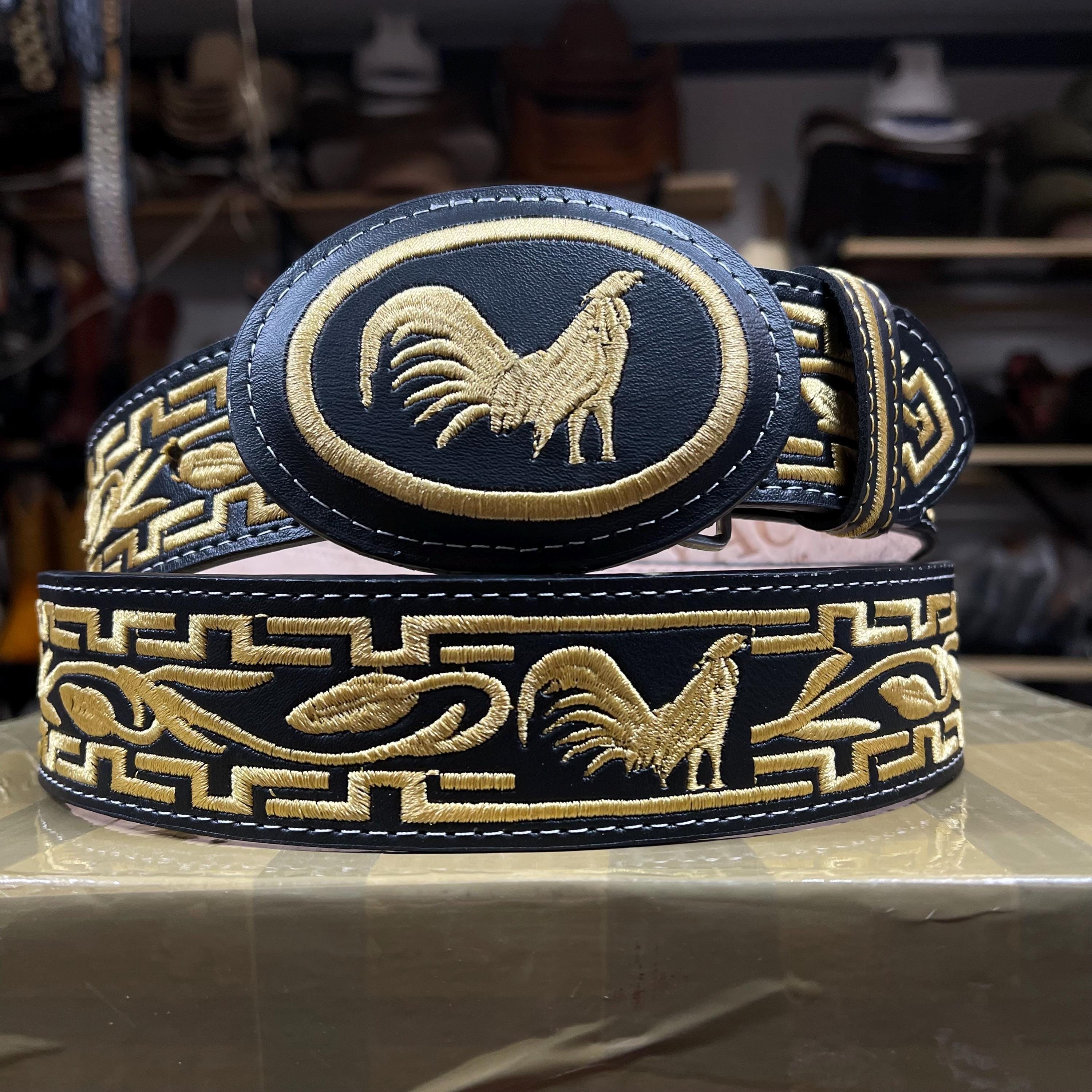 Mexican Embroidered Belt. Western Belt for Men. Cowboy Belt for