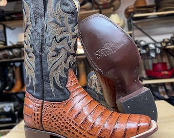 Men’s Alligator Skin Cowboy Boots. Belly Caiman Skin Boots. Western Cowboy Boots for Men. Botas De Piel Caimán. Botas Vaqueras De Hombre.