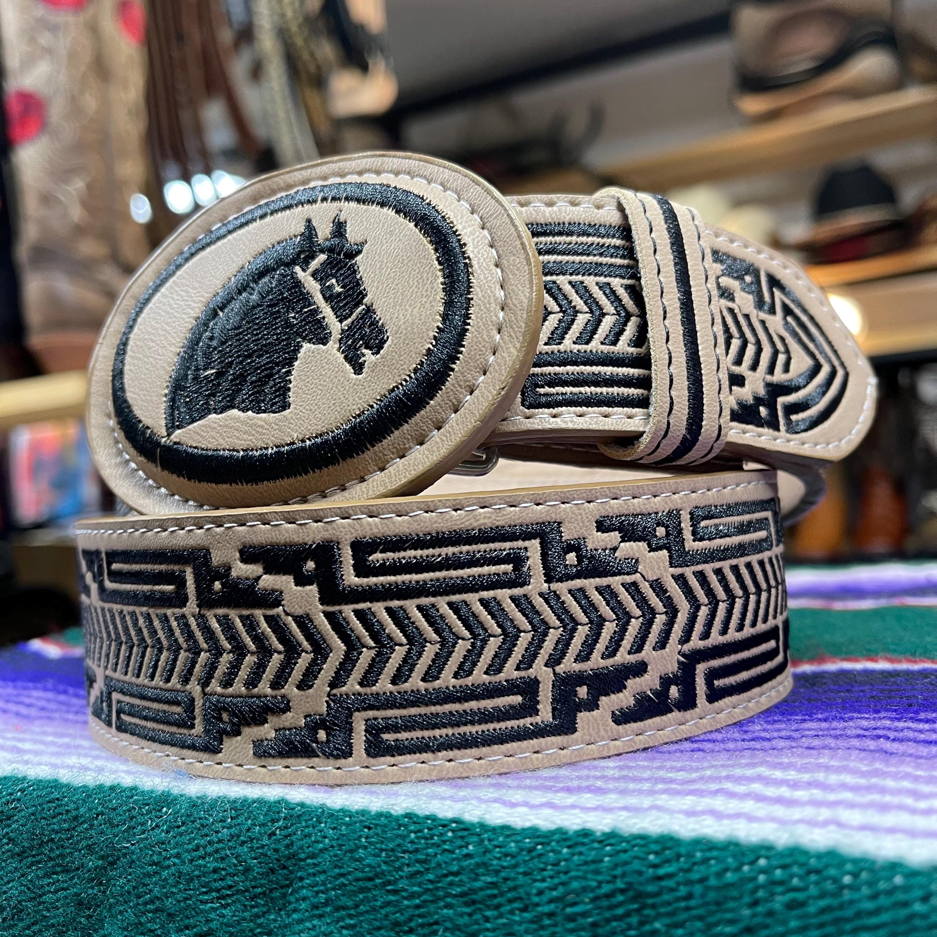 Mexican Made Horse Embrodiered Belt. Men