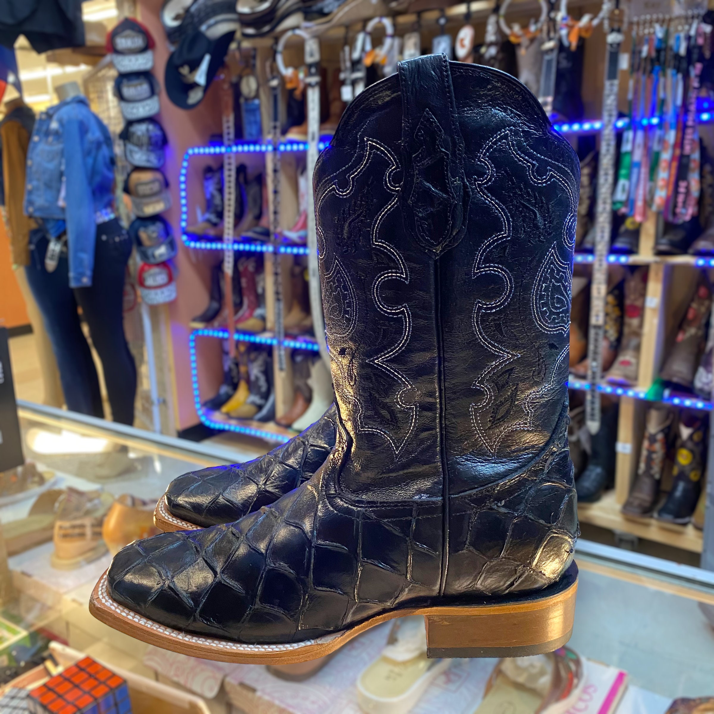 Fish skin shop boots black