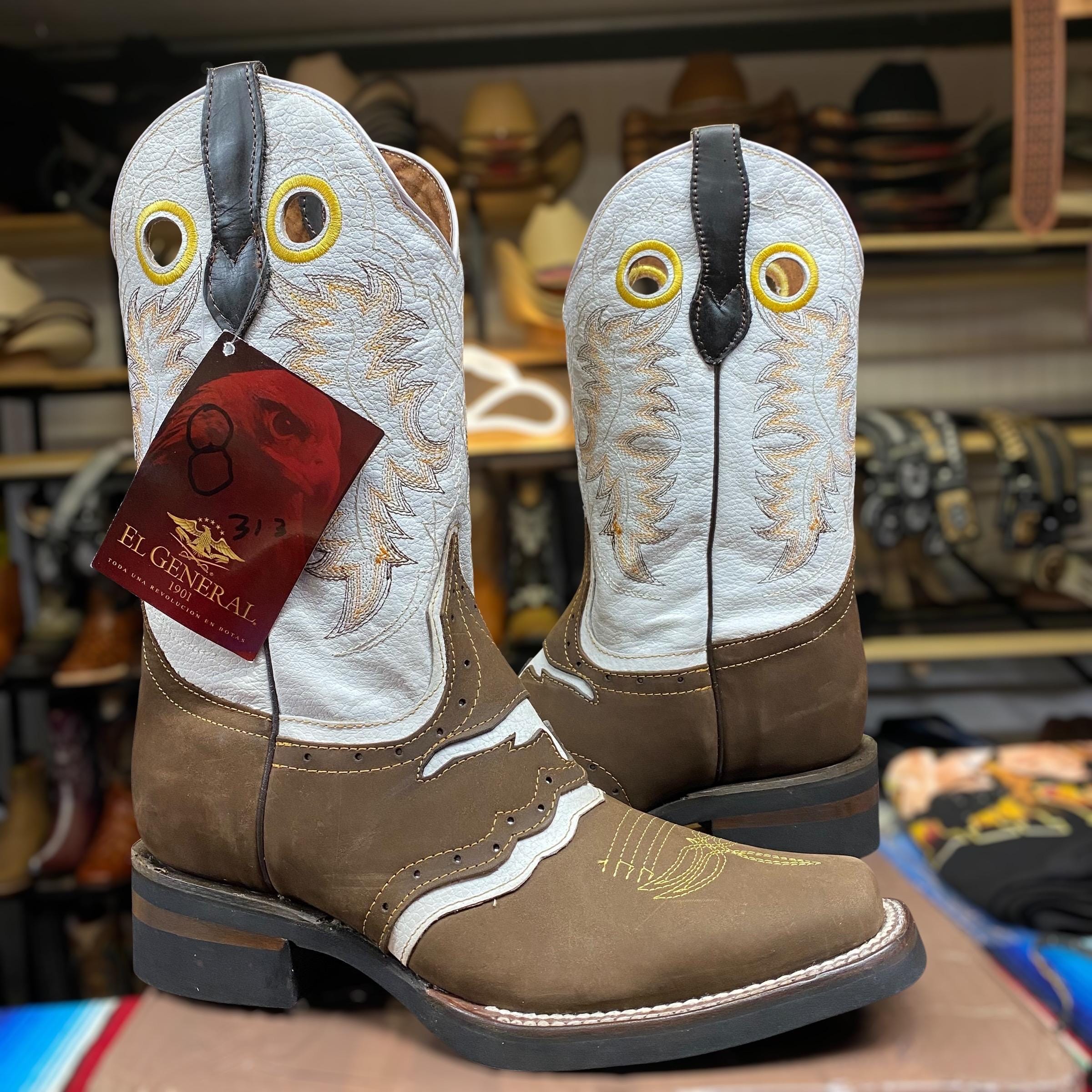 Ferrini Western Square-Toe Boots Men\'s 12D White/Brown Embroidered Rodeo Cowboy Ferrini Men main image 3