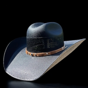 Black Cowboy Hat for Men. Western Cowboy Hat. Canvas Straw Hat. Wide Brim Rodeo Hat. Sombrero Vaquero De Hombre. Sombrero De Caballero.