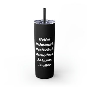 Year Zero Skinny Tumbler with Straw 20oz inspired by the band Ghost; Stainless Steel with Plastic Lid for Coffee and Tea