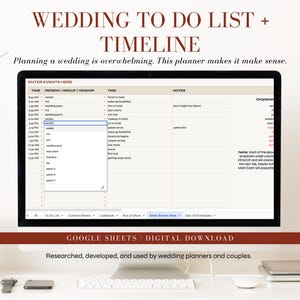 • • To Do Liste • Master-Zeitplan • Run of Show • Google Sheet-Vorlage • Veranstaltungsort, Lieferanten-Timeline usw.