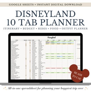 Disneyland Trip Planner Google Sheet • Itinerary, Budget, Ride & Food Tracker • Editable Vacation Spreadsheet for Families or Groups