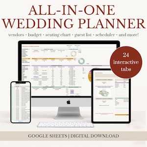 Ultimate Wedding Planner Google Sheet  | Digital Wedding Planner Spreadsheet | Wedding Planning Budget Sheet | Wedding Checklist Tracker