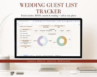 Wedding Guest List Spreadsheet | Google Sheets RSVP Tracker, Seating Chart & Meal Planner