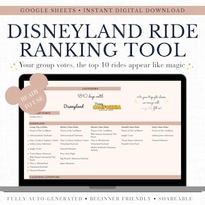 Pink Disneyland Ride Ranking Tool | Google Spreadsheet for Group Trip Planning to Disneyland & California Adventures in Anaheim