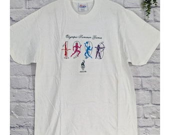 NWOTAtlanta 1996 Olympic Games T-Shirt L Vtg Embroidered Hanes Single Stitch