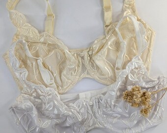 LOT 2!Vtg Bali 36DD/38DD Underwire Bra Lace Mesh Classic White Ivory Set 3733