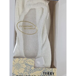 NIB 1994!Vintage Isotoner Classics White Terry Ballerina Slippers SM 5-6 Women zdjęcie 3