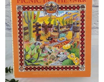 RAREVntg 2003 Picnic In the Park SOUTHWEST Cynthia Fitting 600p Ceaco Puzzle
