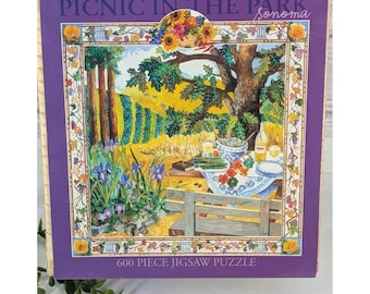 RAREVntg 2003 Picnic In the Park SONOMA Cynthia Fitting 600p Ceaco Puzzle