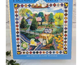 RAREVntg 2003 Picnic In the Park BOSTON Cynthia Fitting 600p Ceaco Puzzle