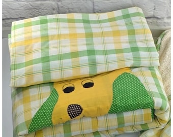 READ& SEE SET 3Vintage 90's Red Calliope Bedding Baby Quilt Gender Neutral Dog