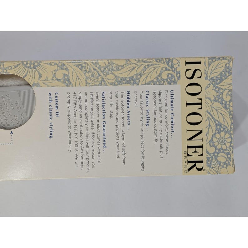 NIB 1994!Vintage Isotoner Classics White Terry Ballerina Slippers SM 5-6 Women zdjęcie 8