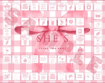Tying the Knot Bachelorette Party Game | Coquette Blue Bow Bridal Shower Activity | Printable Girly Bach Game | Digital Download | 16x20 PNG