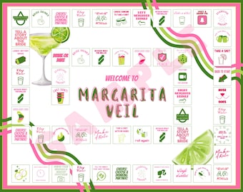 Margarita Veil | Margs & Matrimony Bachelorette Game | Printable Board Game | Fun Bridal or Bach Party Drinking Game | Digital Download